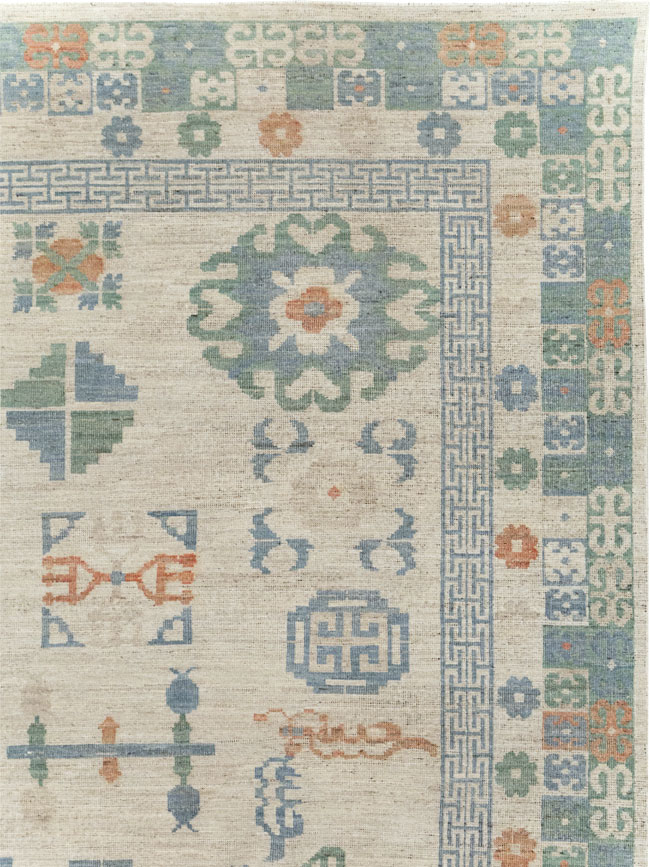 Modern East Turkestan Khotan Room Size Carpet, No.31761 - Staging