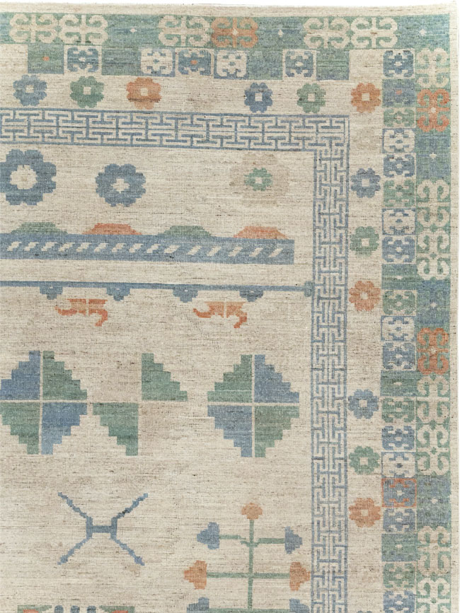 Modern East Turkestan Khotan Room Size Carpet, No.31761 - Staging