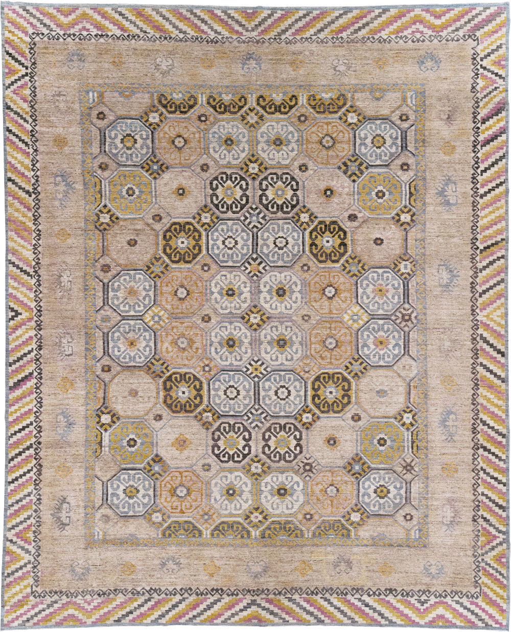 Modern East Turkestan Khotan Room Size Carpet, No.31763 - Staging