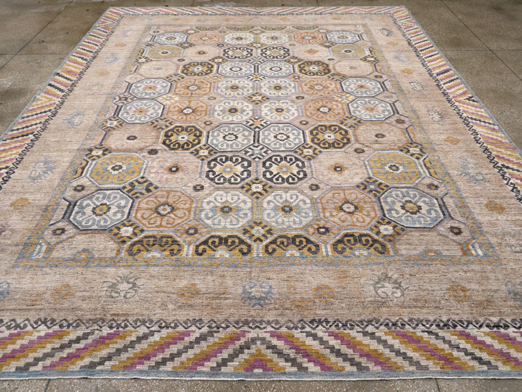 Modern East Turkestan Khotan Room Size Carpet, No.31763 - Staging