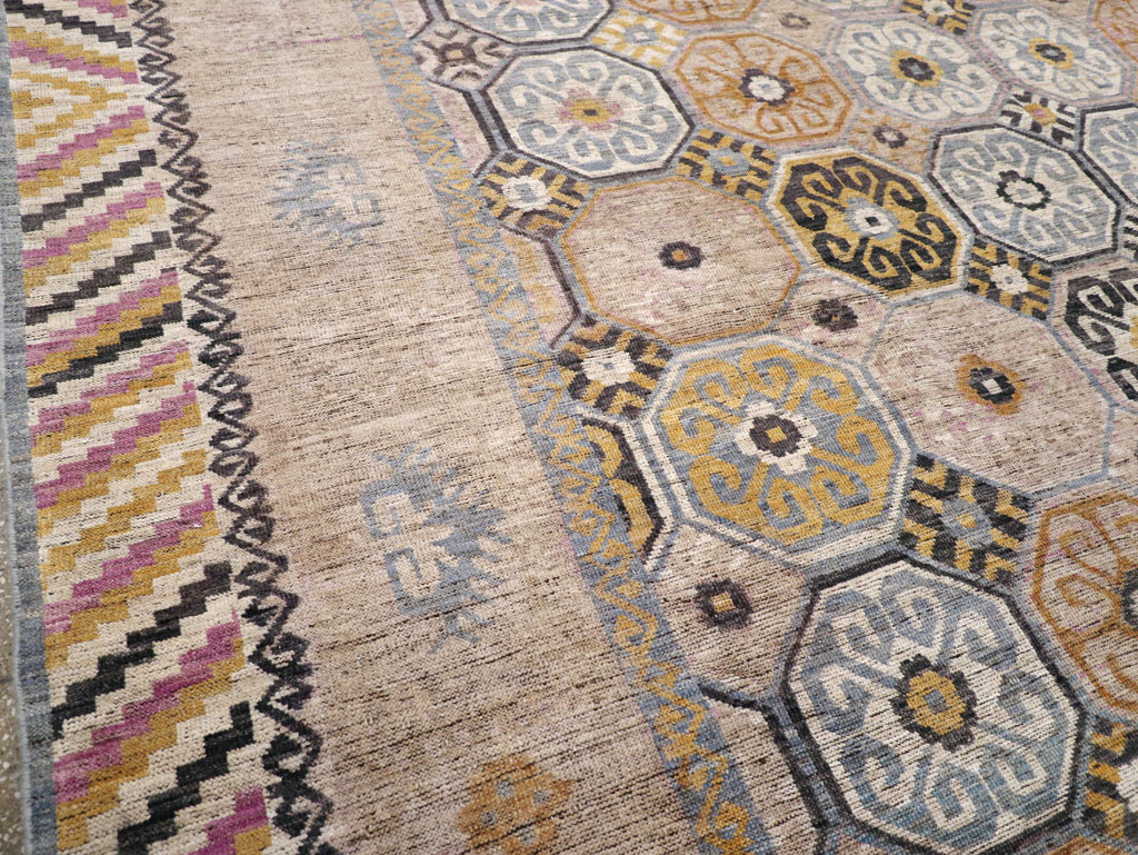 Modern East Turkestan Khotan Room Size Carpet, No.31763 - Staging