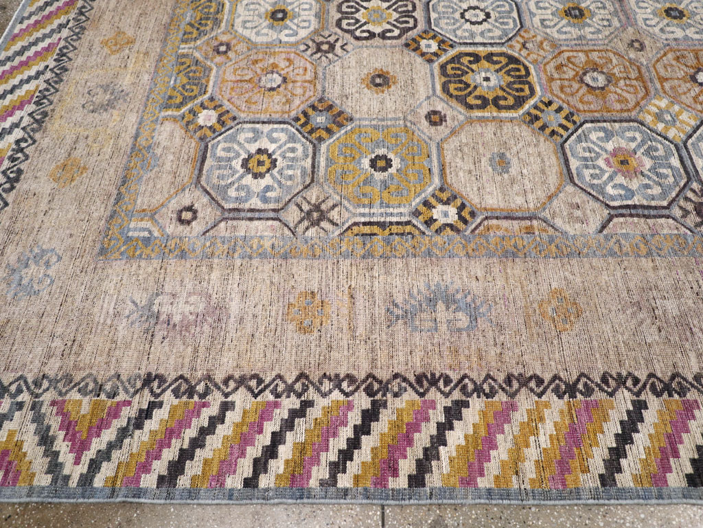 Modern East Turkestan Khotan Room Size Carpet, No.31763 - Staging