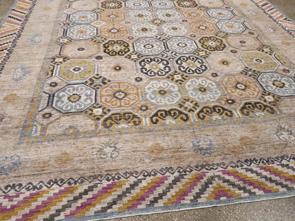 Modern East Turkestan Khotan Room Size Carpet, No.31763 - Staging