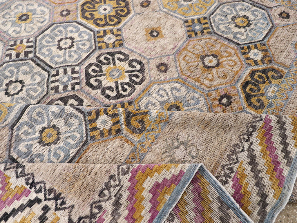 Modern East Turkestan Khotan Room Size Carpet, No.31763 - Staging