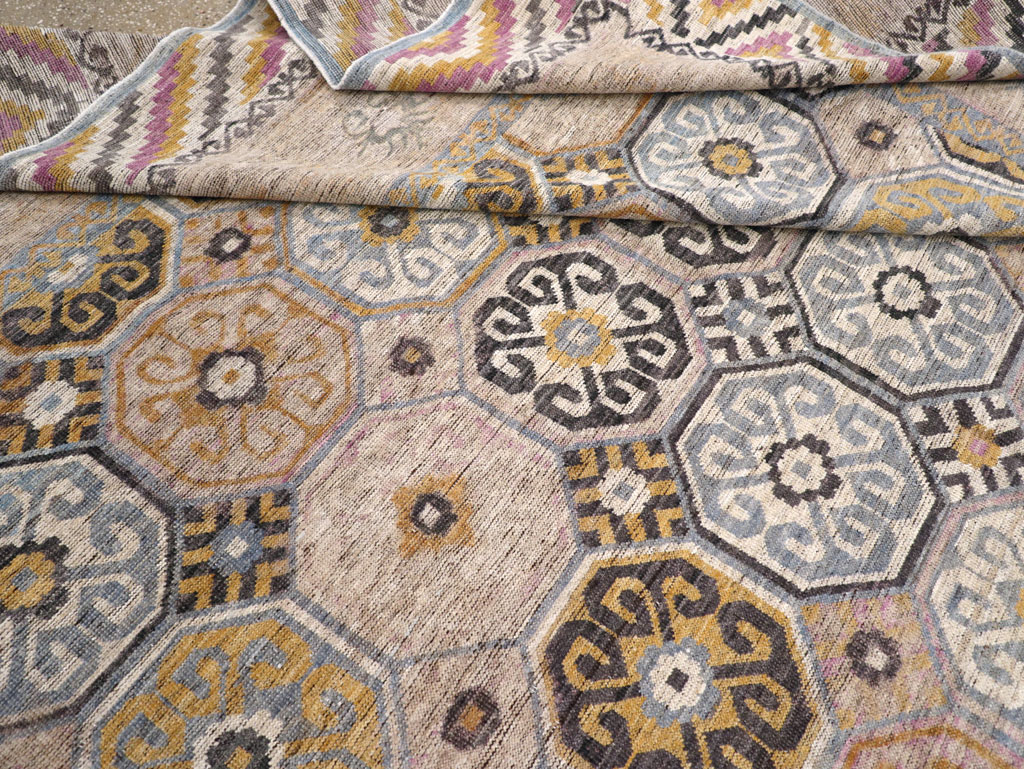 Modern East Turkestan Khotan Room Size Carpet, No.31763 - Staging