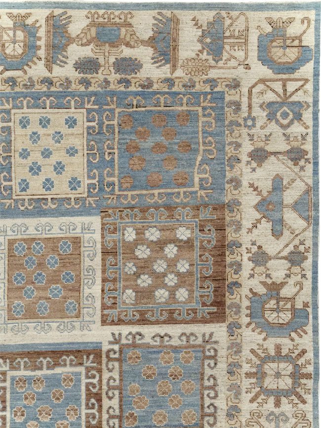 Modern East Turkestan Khotan Room Size Carpet, No.31765 - Staging