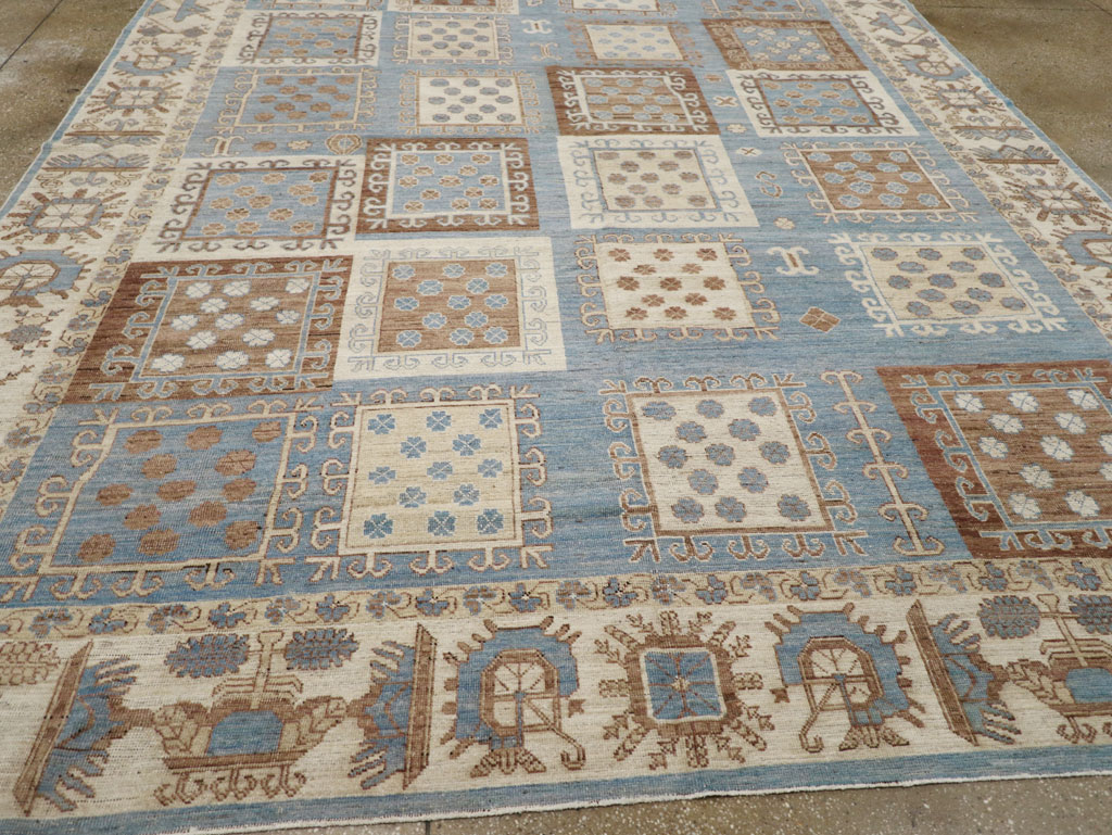 Modern East Turkestan Khotan Room Size Carpet, No.31765 - Staging