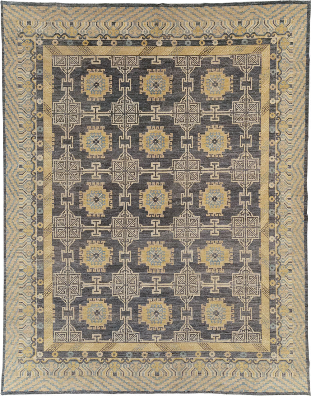 Modern East Turkestan Khotan Room Size Carpet, No.31767 - Staging