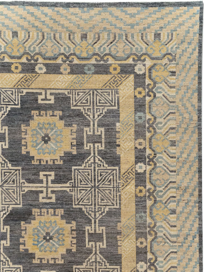 Modern East Turkestan Khotan Room Size Carpet, No.31767 - Staging