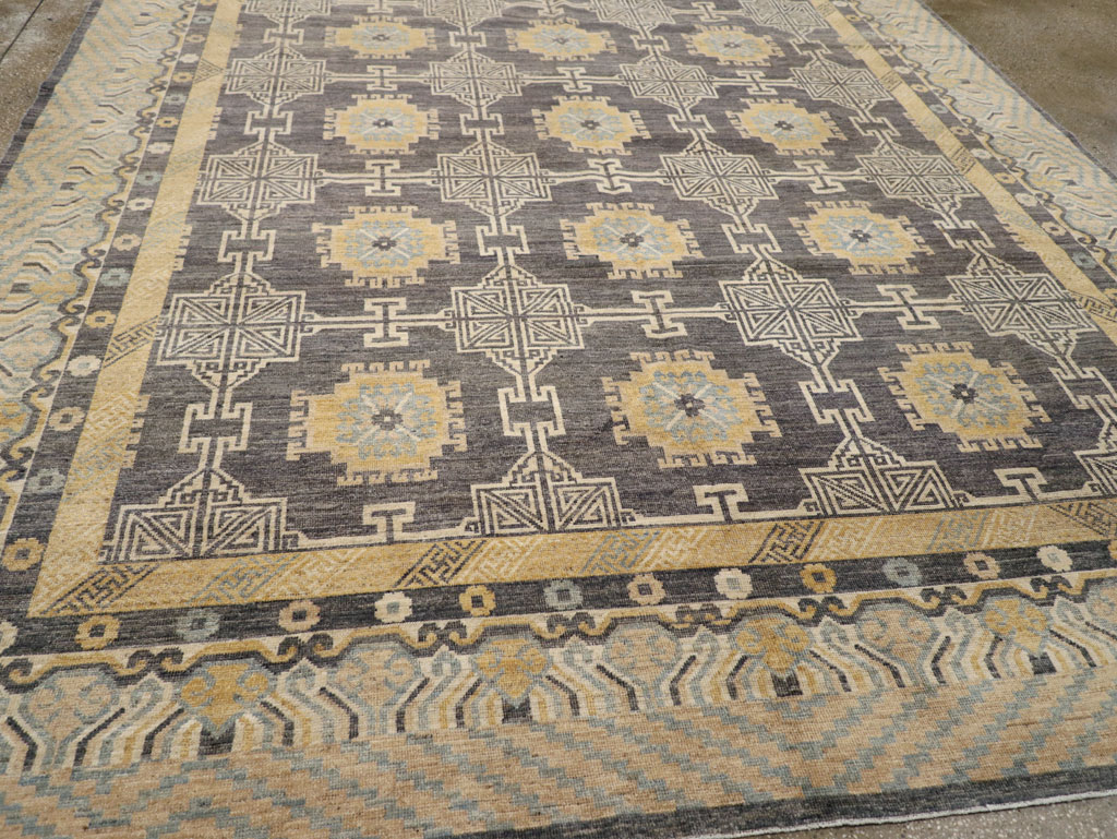 Modern East Turkestan Khotan Room Size Carpet, No.31767 - Staging
