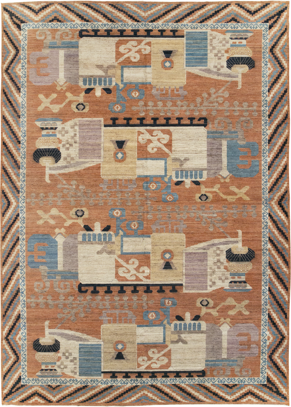 Modern East Turkestan Khotan Room Size Carpet, No.31768 - Staging