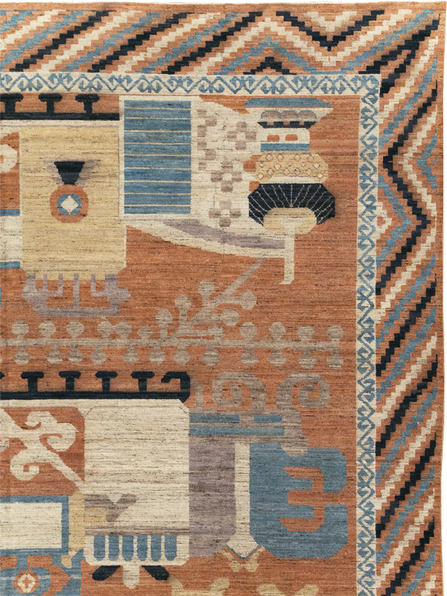 Modern East Turkestan Khotan Room Size Carpet, No.31768 - Staging