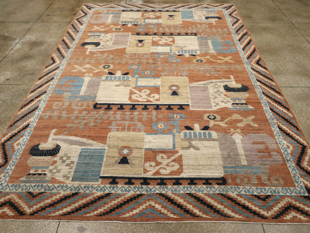 Modern East Turkestan Khotan Room Size Carpet, No.31768 - Staging