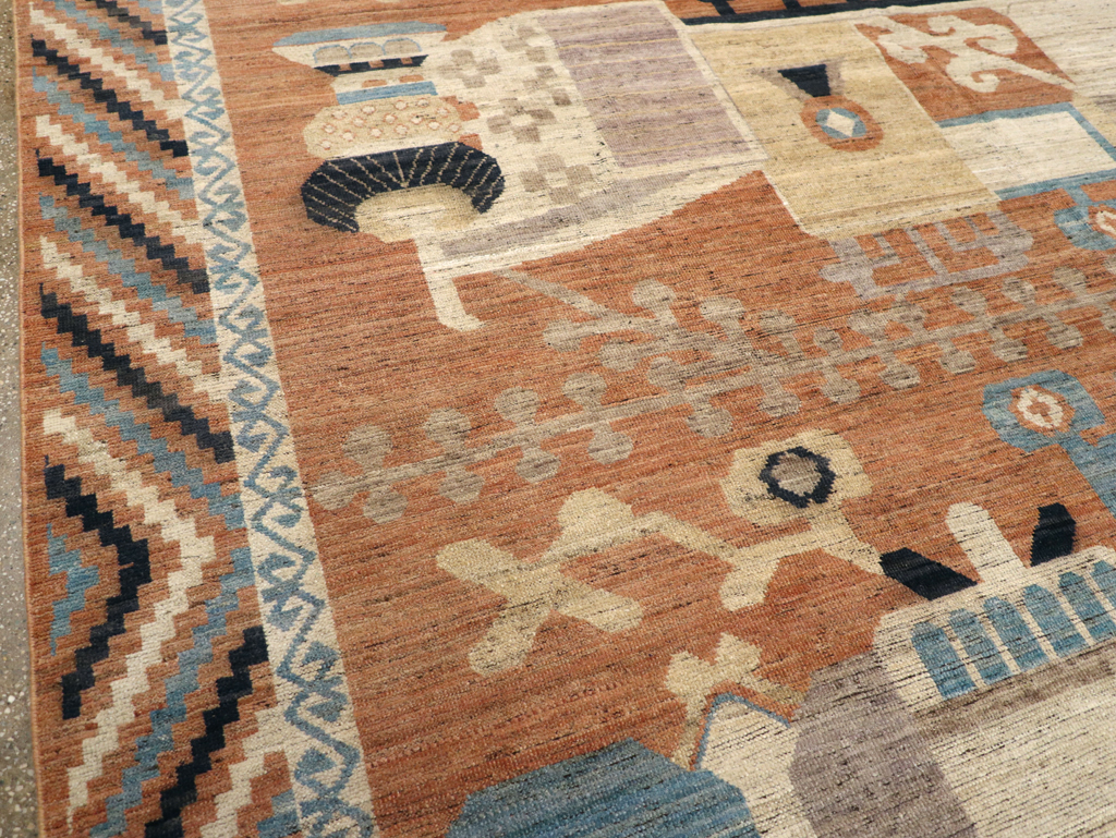 Modern East Turkestan Khotan Room Size Carpet, No.31768 - Staging