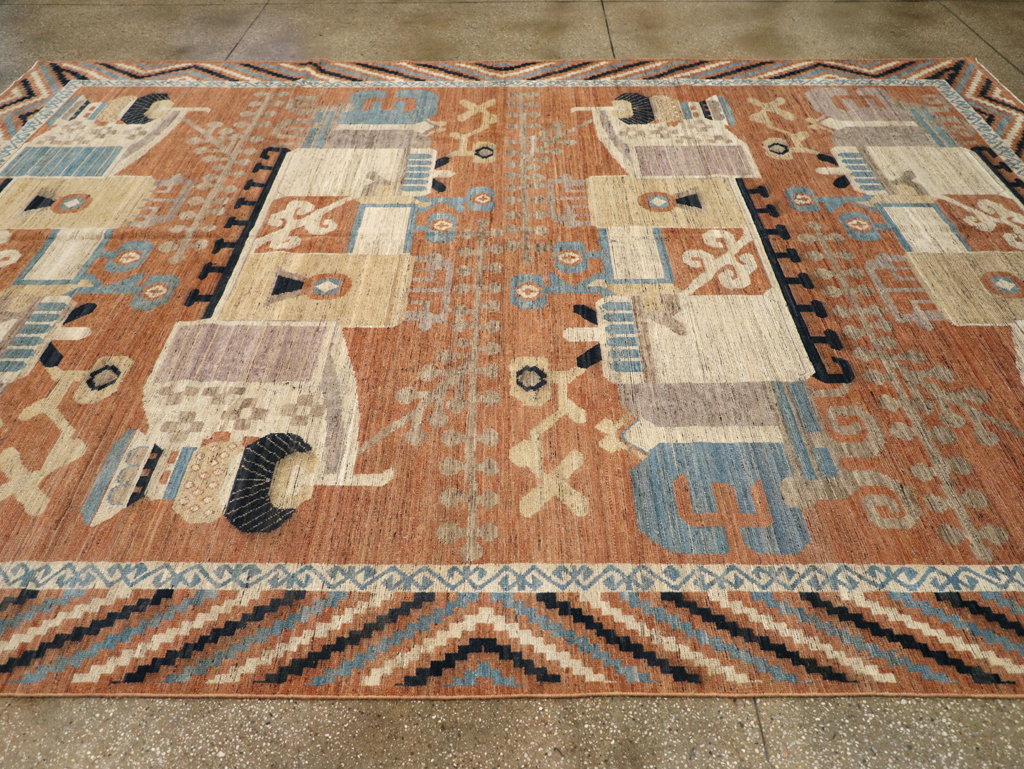 Modern East Turkestan Khotan Room Size Carpet, No.31768 - Staging