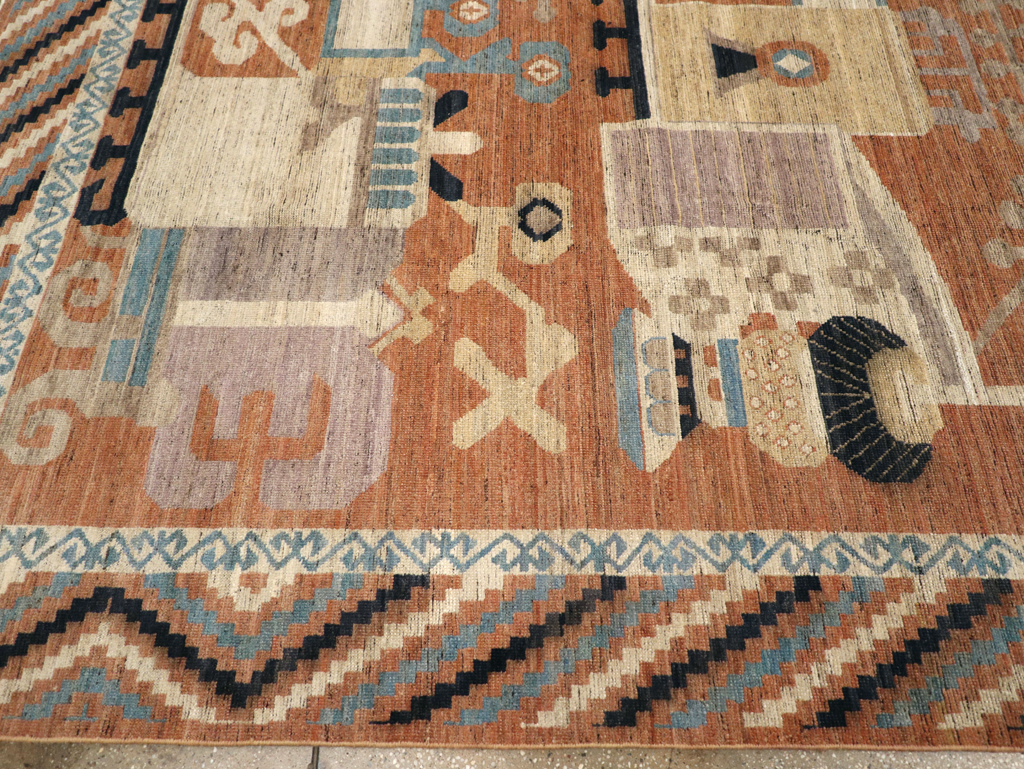 Modern East Turkestan Khotan Room Size Carpet, No.31768 - Staging