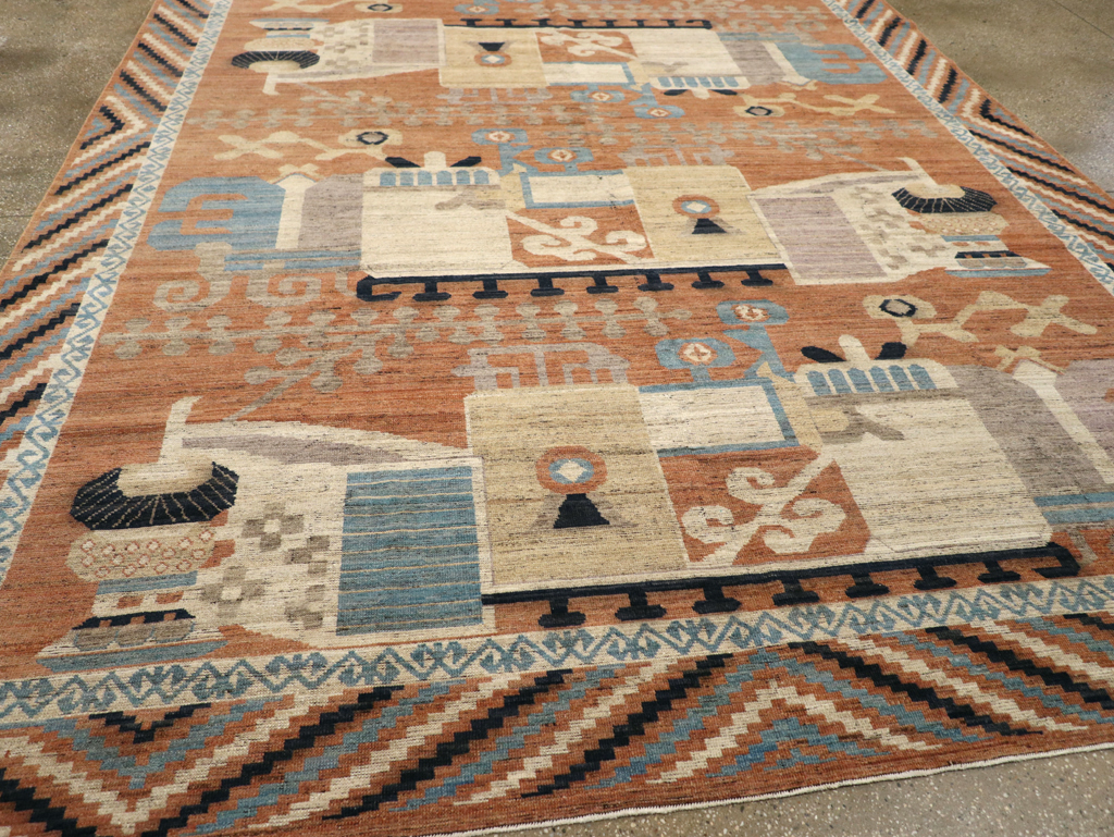 Modern East Turkestan Khotan Room Size Carpet, No.31768 - Staging