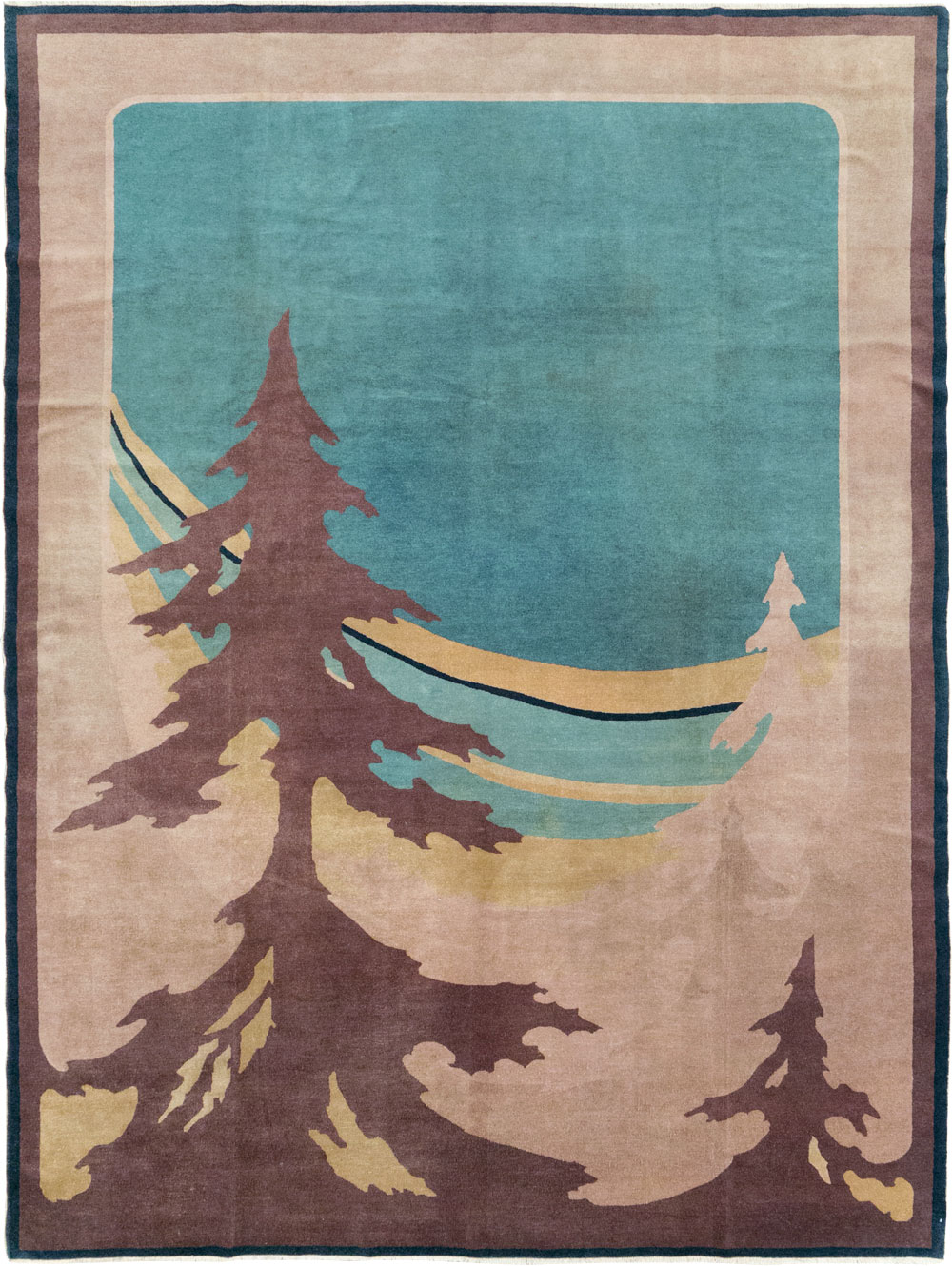 Vintage Chinese Art Deco Room Size Carpet, No.31780 - Staging