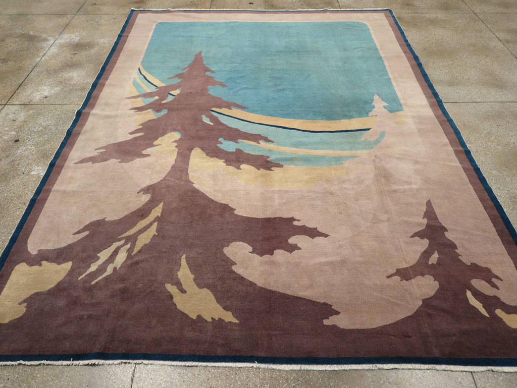 Vintage Chinese Art Deco Room Size Carpet, No.31780 - Staging