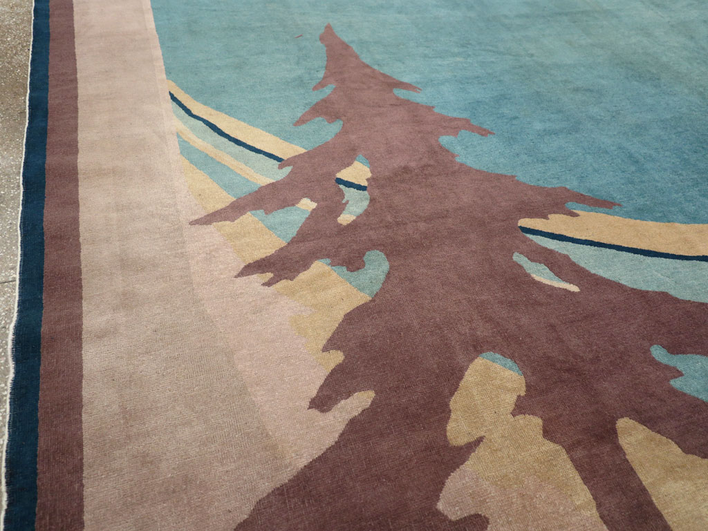 Vintage Chinese Art Deco Room Size Carpet, No.31780 - Staging