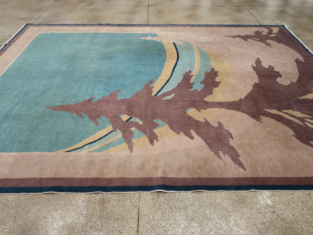 Vintage Chinese Art Deco Room Size Carpet, No.31780 - Staging