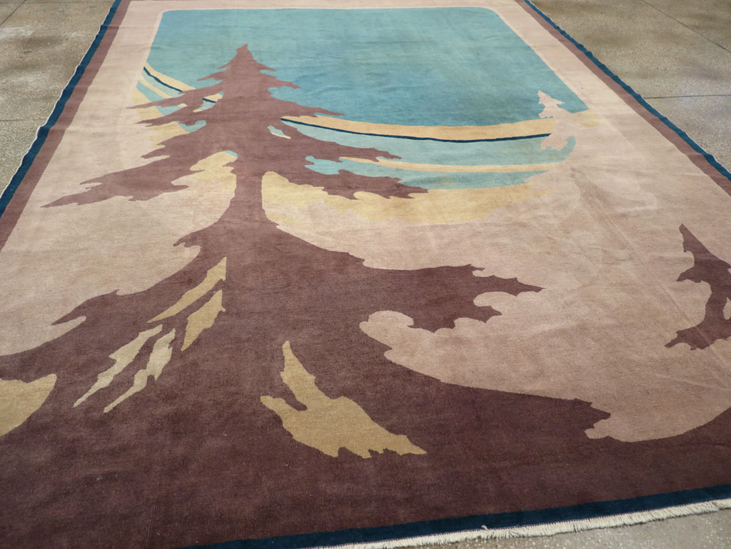 Vintage Chinese Art Deco Room Size Carpet, No.31780 - Staging
