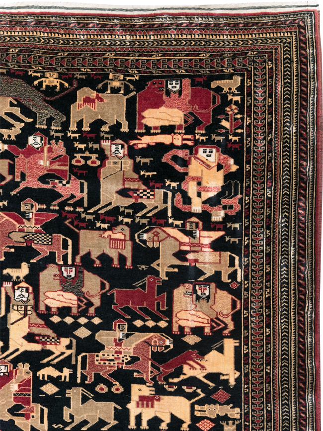 Vintage Pictorial Turkoman Rug, No.31784 - Staging