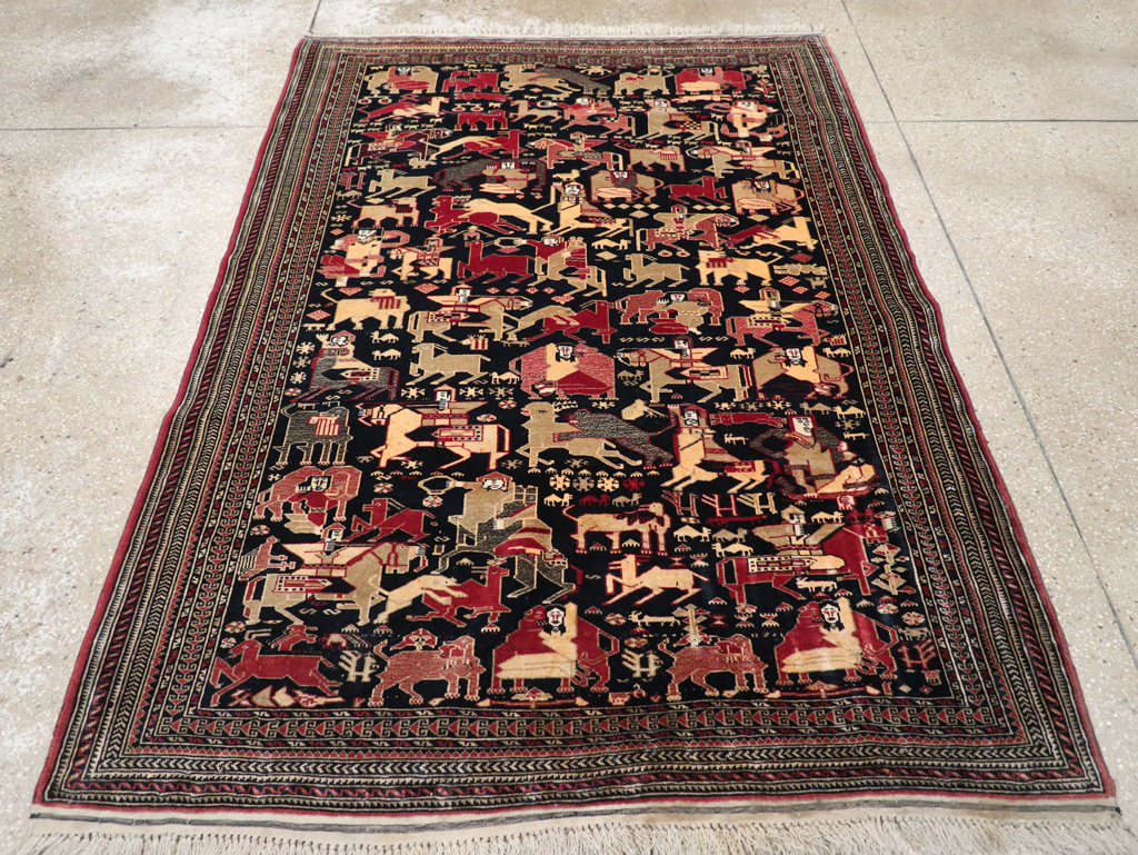Vintage Pictorial Turkoman Rug, No.31784 - Staging