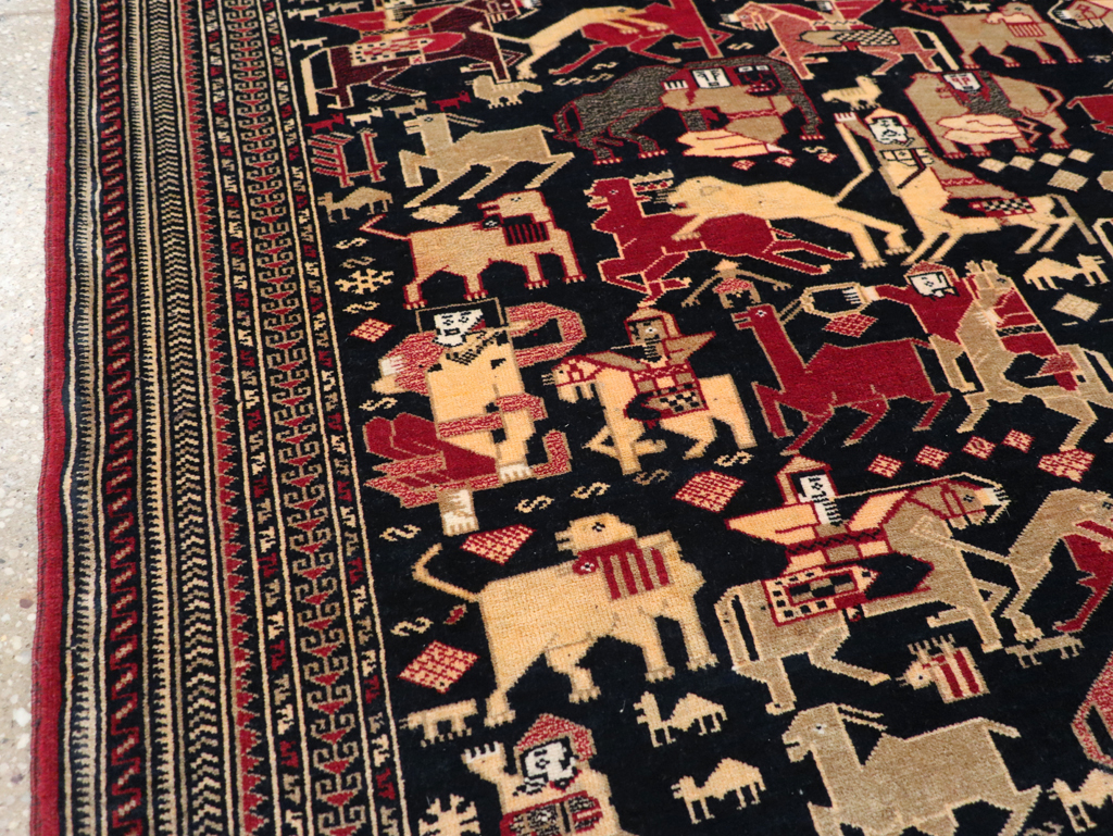 Vintage Pictorial Turkoman Rug, No.31784 - Staging