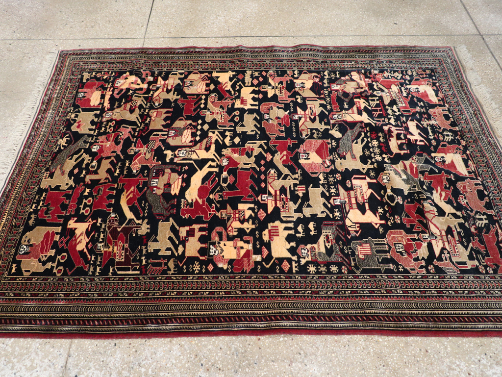 Vintage Pictorial Turkoman Rug, No.31784 - Staging