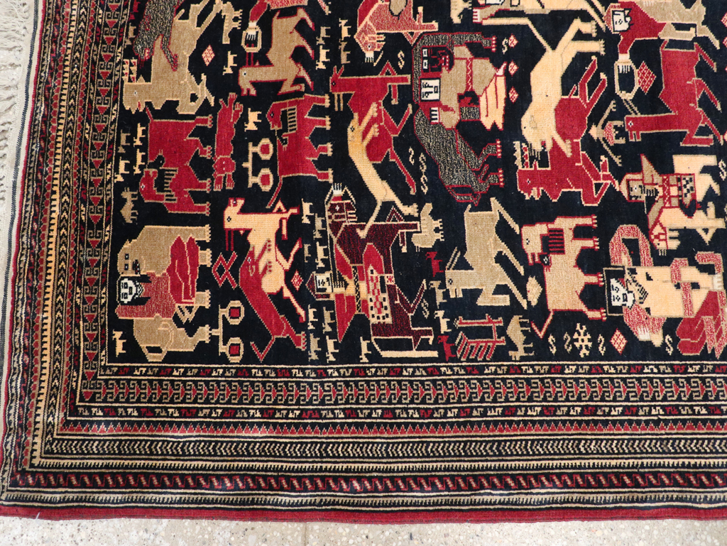 Vintage Pictorial Turkoman Rug, No.31784 - Staging