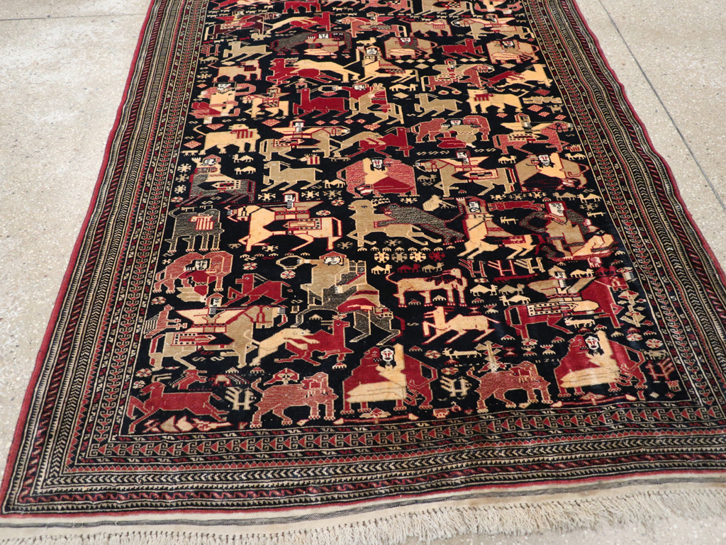 Vintage Pictorial Turkoman Rug, No.31784 - Staging