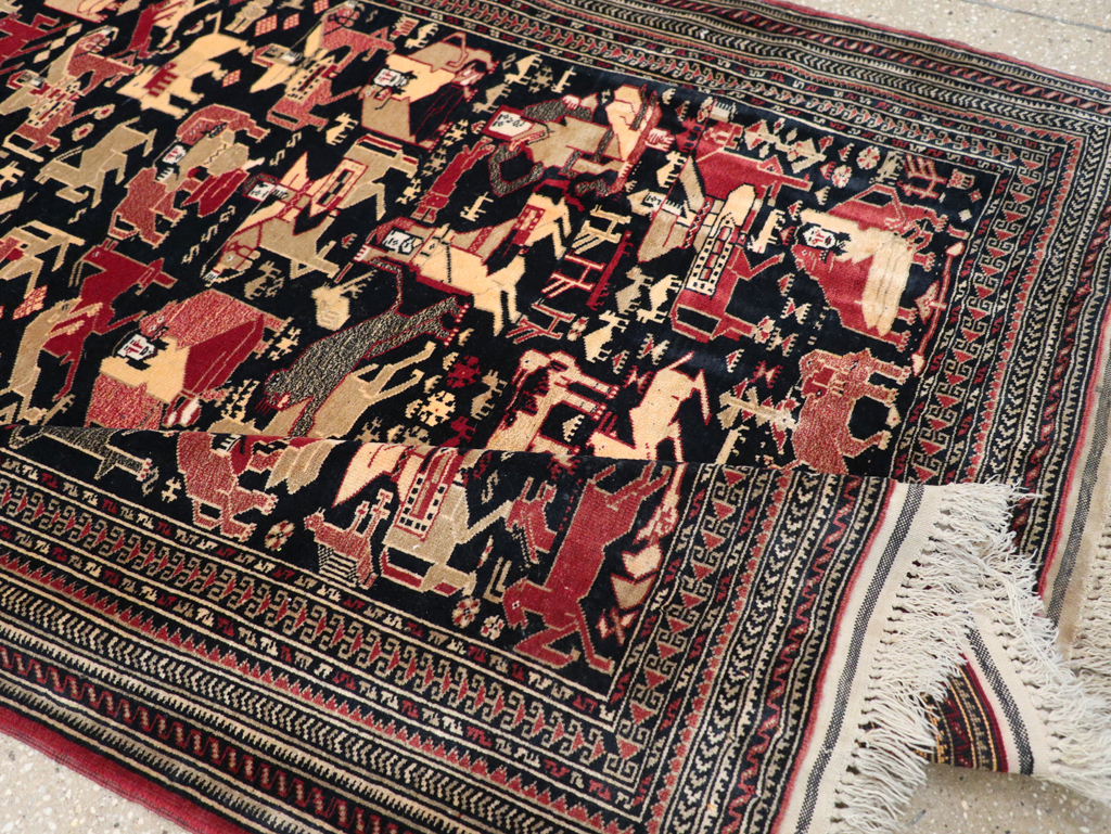 Vintage Pictorial Turkoman Rug, No.31784 - Staging