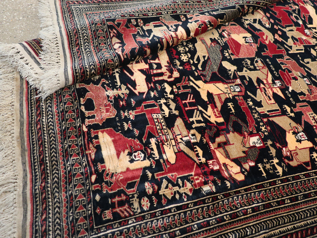 Vintage Pictorial Turkoman Rug, No.31784 - Staging
