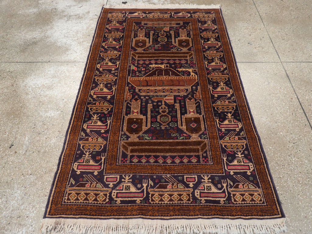Vintage Afghan Pictorial War Rug, No.31785 - Staging