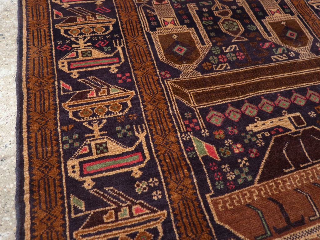 Vintage Afghan Pictorial War Rug, No.31785 - Staging