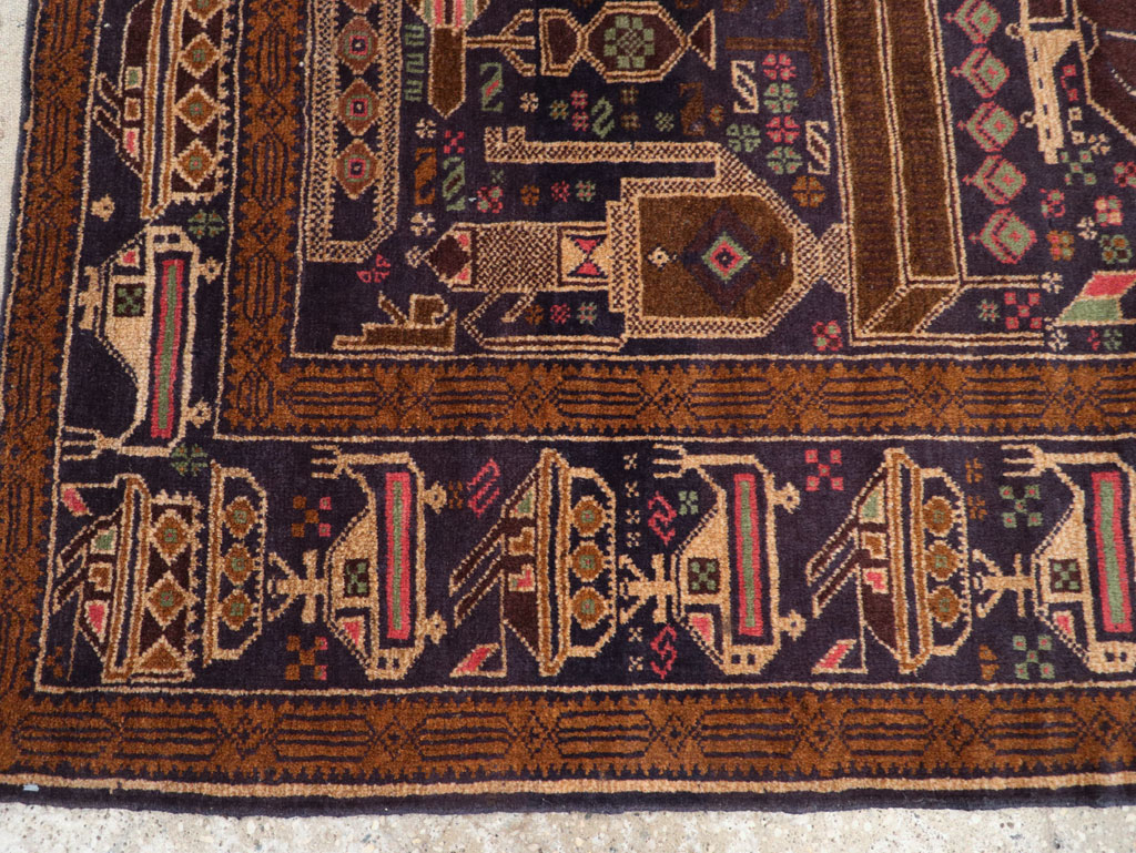 Vintage Afghan Pictorial War Rug, No.31785 - Staging