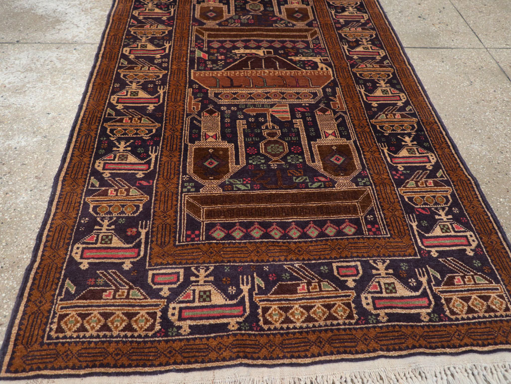 Vintage Afghan Pictorial War Rug, No.31785 - Staging