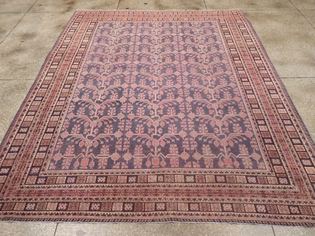 Antique East Turkestan Khotan Room Size Carpet, No.31787 - Staging