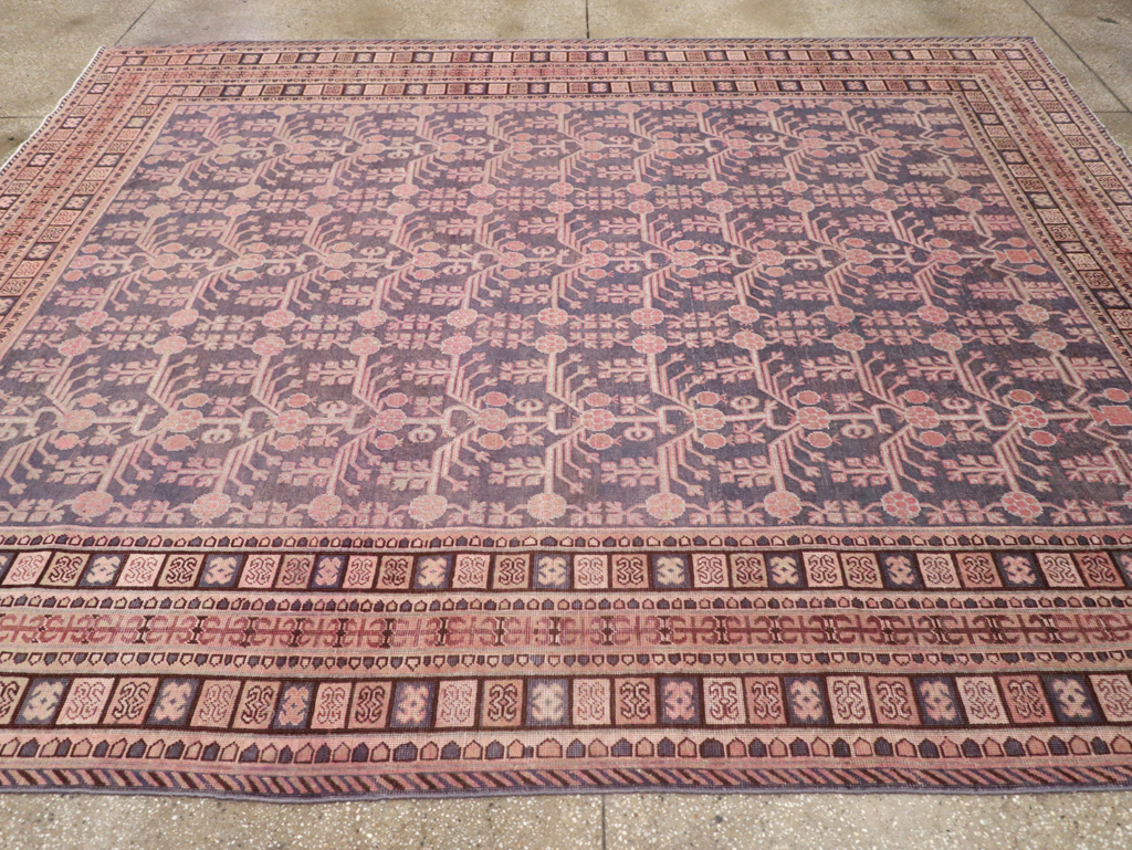Antique East Turkestan Khotan Room Size Carpet, No.31787 - Staging