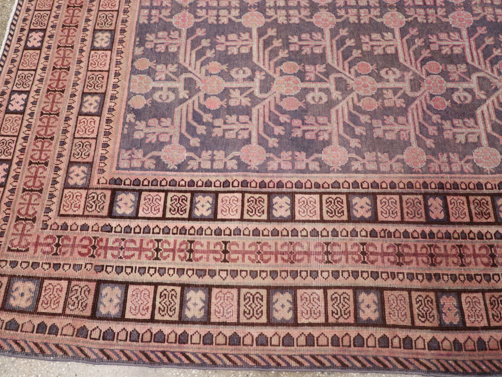 Antique East Turkestan Khotan Room Size Carpet, No.31787 - Staging