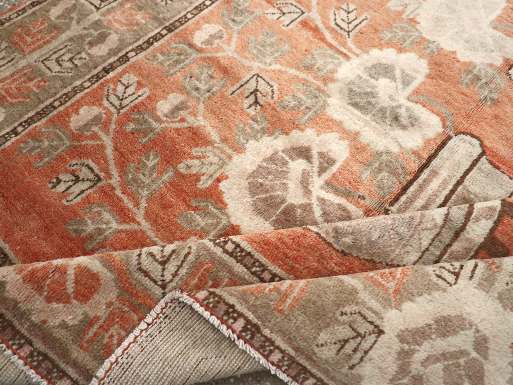 Antique East Turkestan Pictorial Vase Khotan Accent Rug, No.31791 - Staging