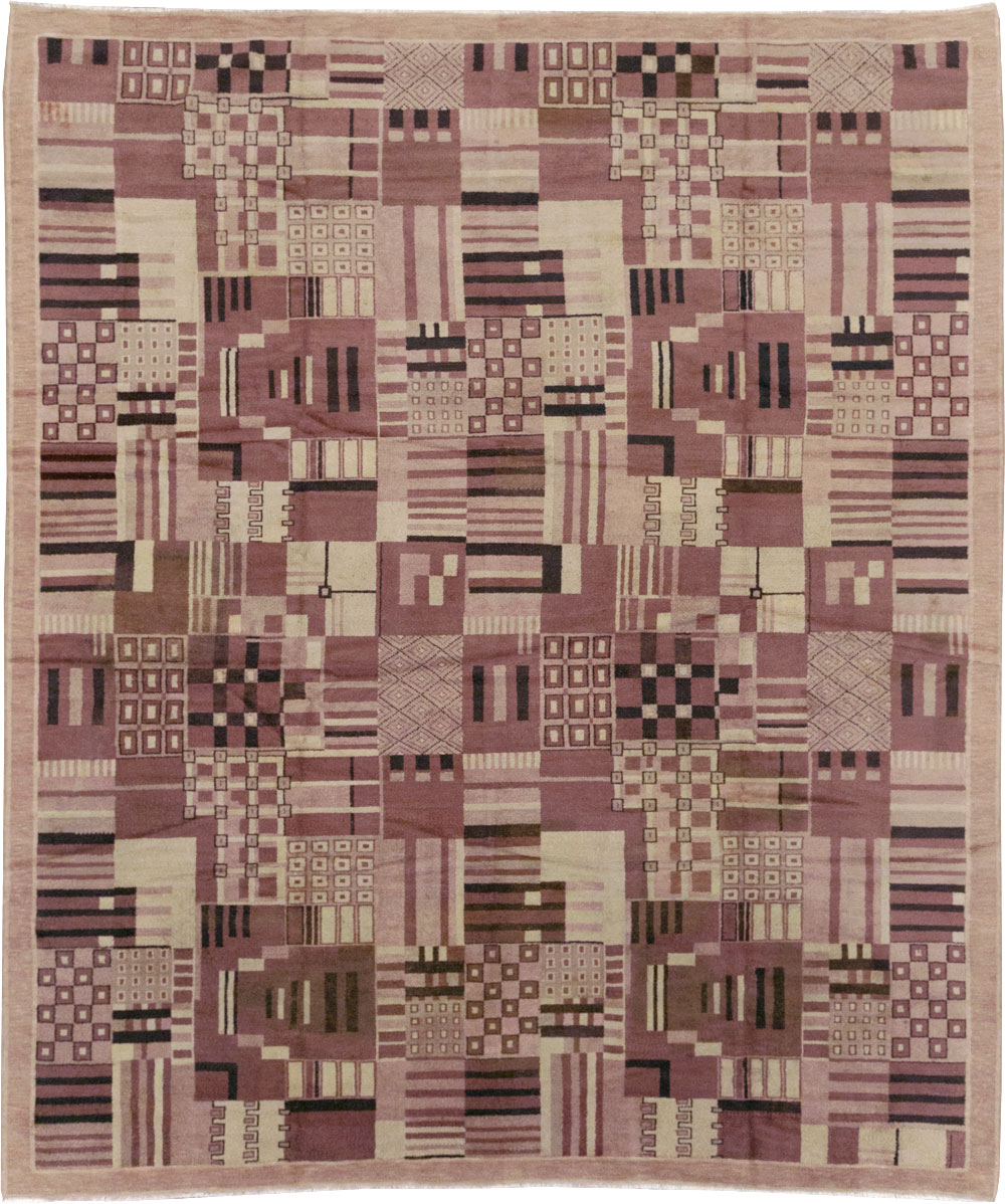 Vintage Indian Art Deco Style Room Size Carpet, No.31792 - Staging