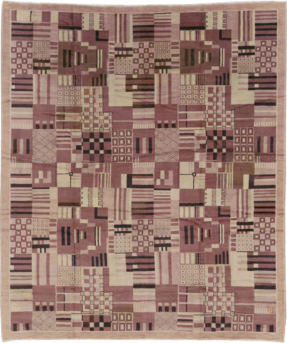 Vintage Indian Art Deco Style Room Size Carpet, No.31792 - Staging
