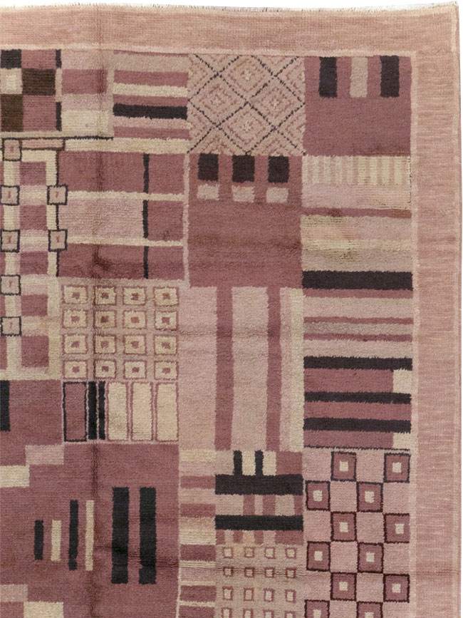 Vintage Indian Art Deco Style Room Size Carpet, No.31792 - Staging