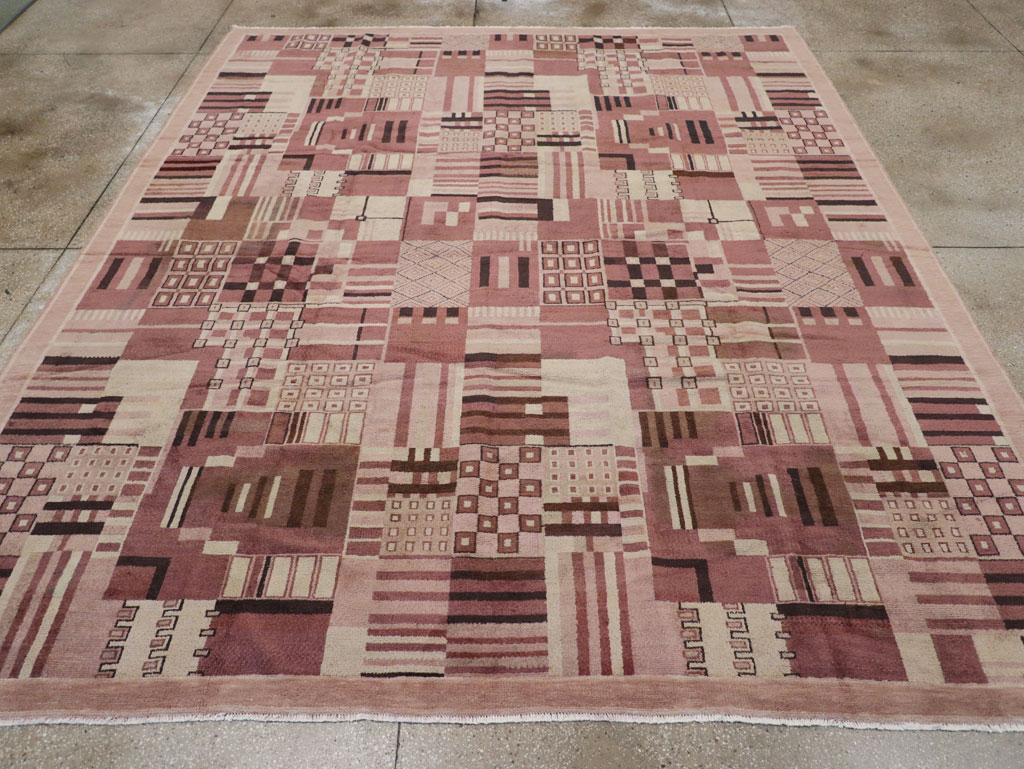 Vintage Indian Art Deco Style Room Size Carpet, No.31792 - Staging