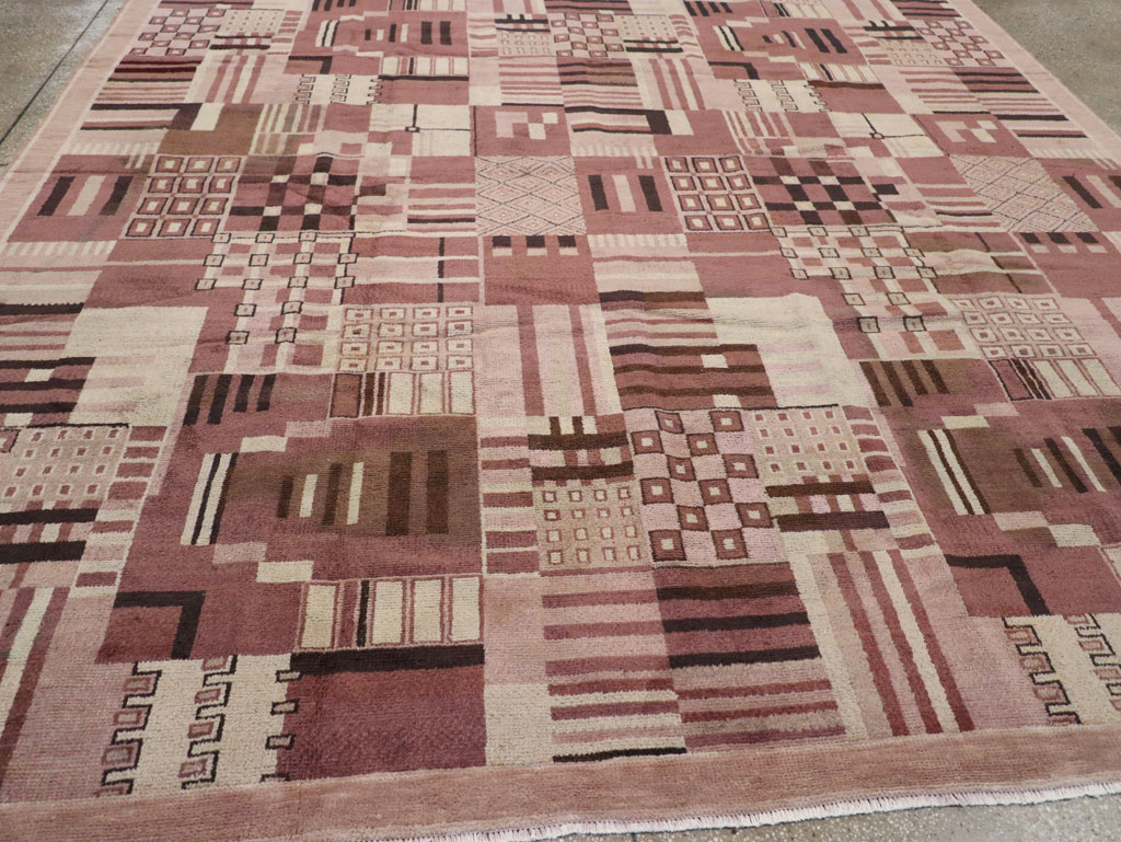 Vintage Indian Art Deco Style Room Size Carpet, No.31792 - Staging