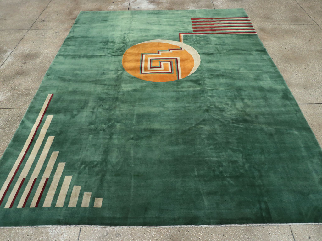 Vintage Chinese Art Deco Room Size Carpet, No.31804 - Staging