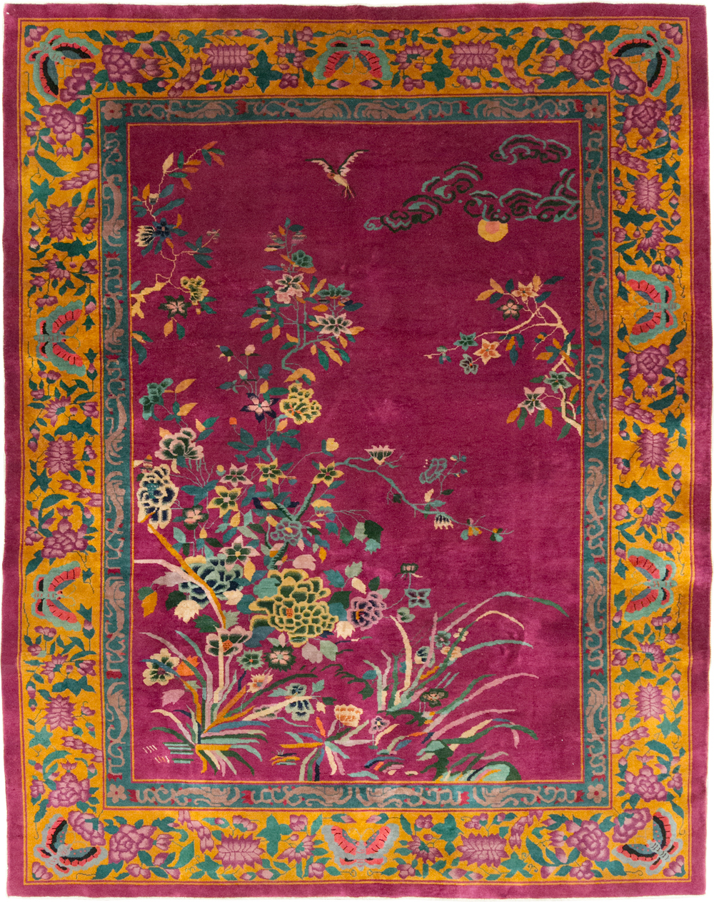 Vintage Chinese Nickles Pictorial Room Size Carpet, No.31805 - Staging