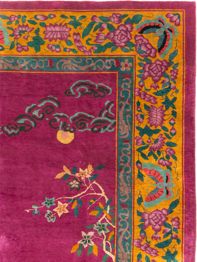 Vintage Chinese Nickles Pictorial Room Size Carpet, No.31805 - Staging